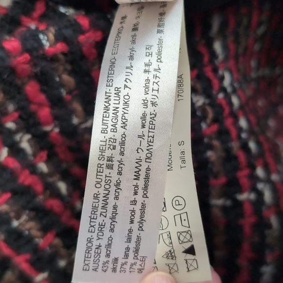 Massimo Dutti Acrylic Blend  Red Tweed Coat Small - Picture 10 of 11